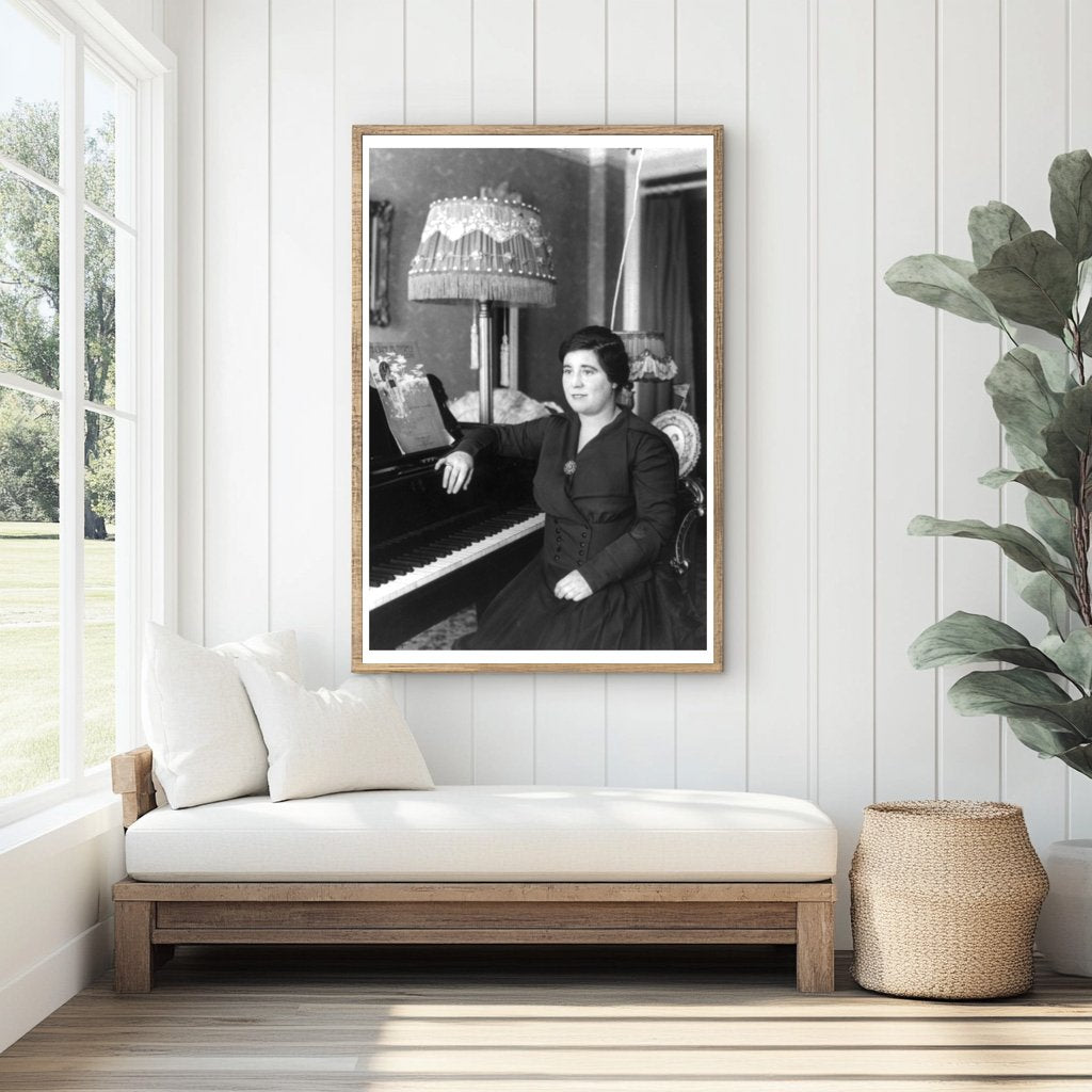 Elegant Portrait of Australian Singer Amy Castles at Piano