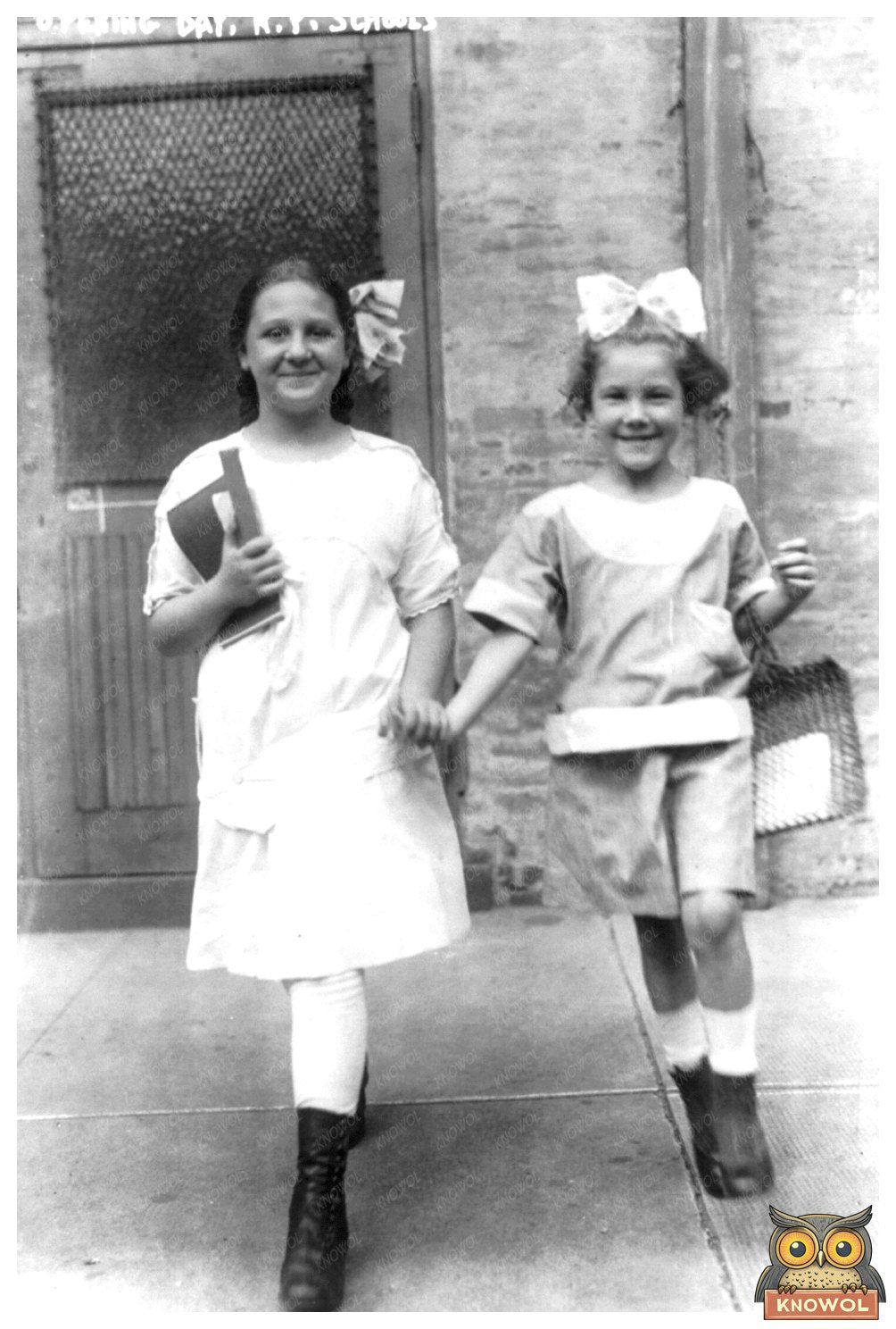 Joyful First Day: 1915 NYC Schoolgirls Bright Smiles