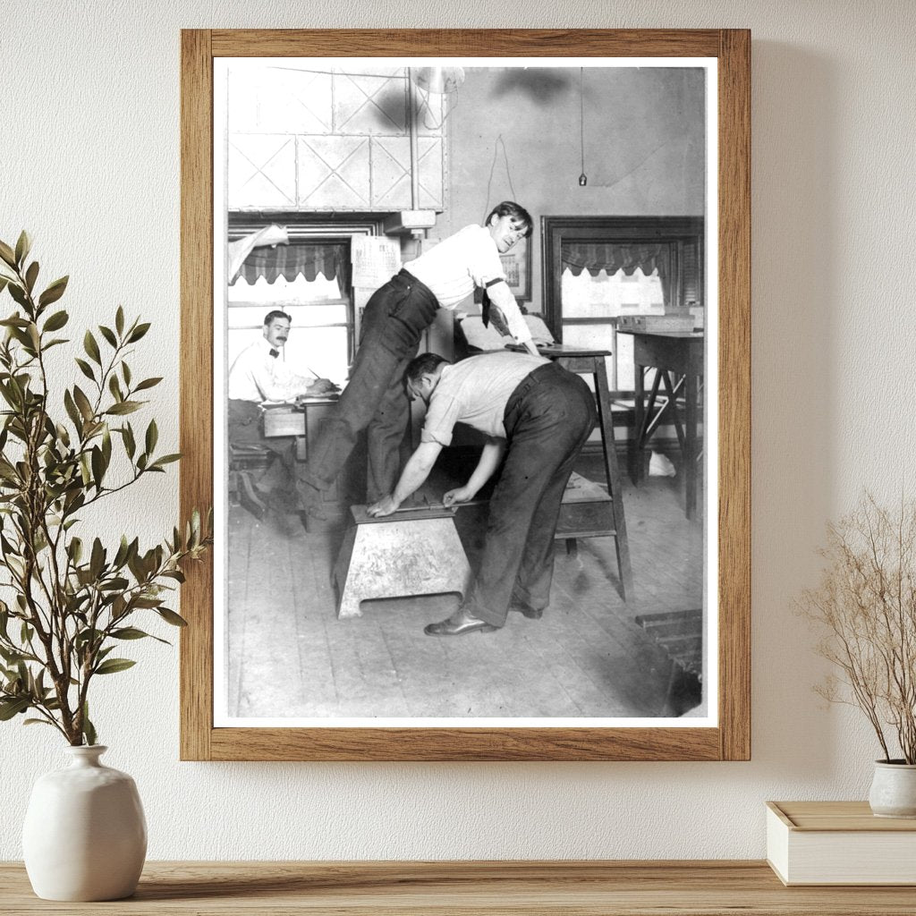 1908 NYC Police Measuring Footprints for Crime Studies