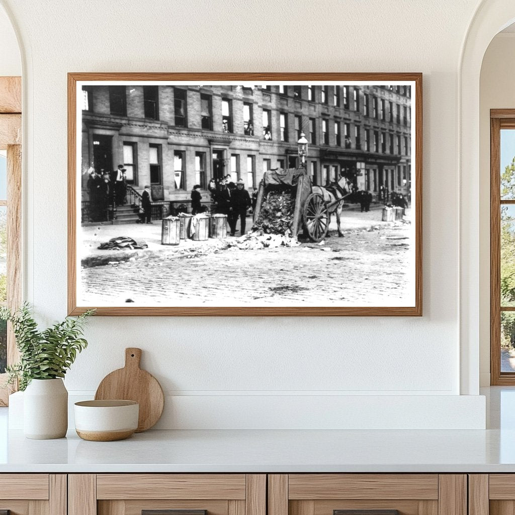 1911 NYC Garbage Strike: Overturned Horse-Drawn Cart
