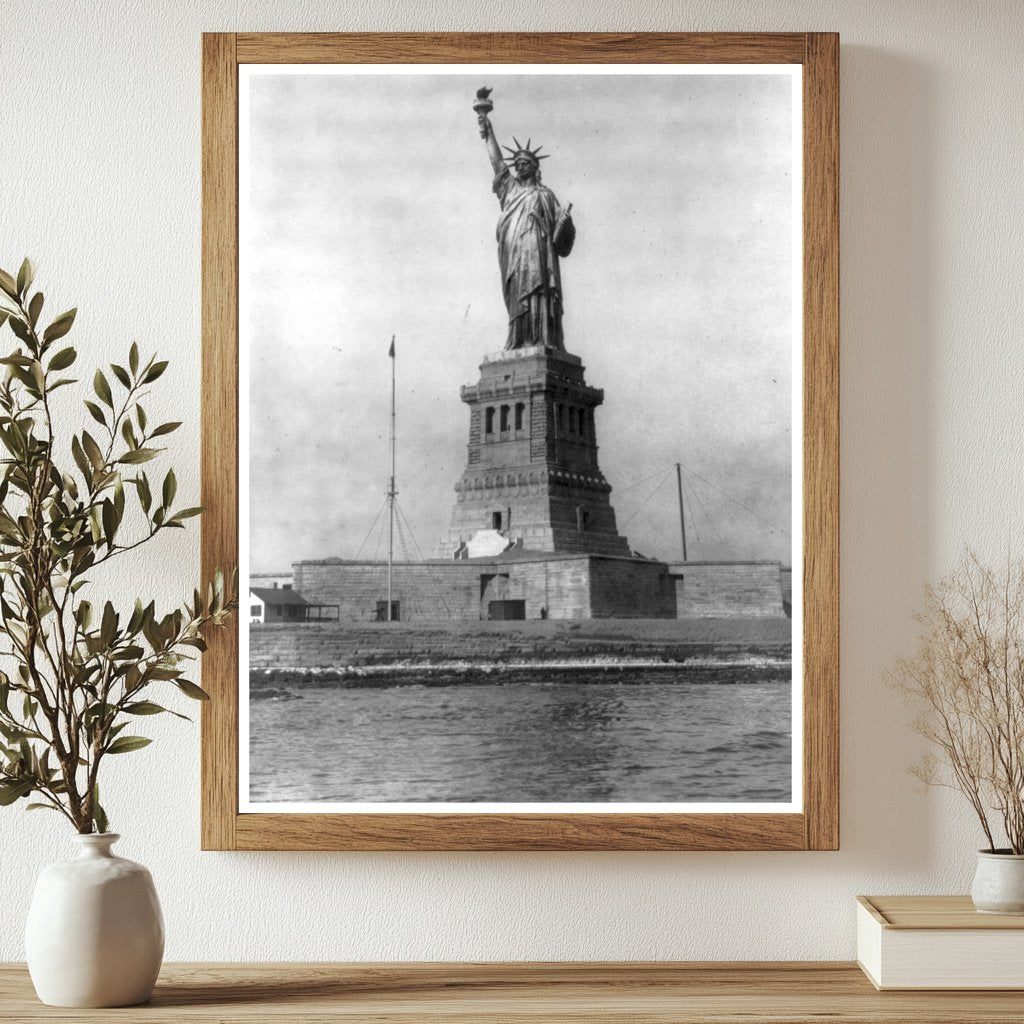 Circa 1908: Iconic Statue of Liberty from Harbor