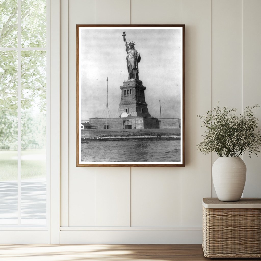 Circa 1908: Iconic Statue of Liberty from Harbor