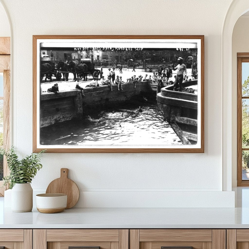 Playful Boys Swimming at Rutgers Slip, NYC 1908