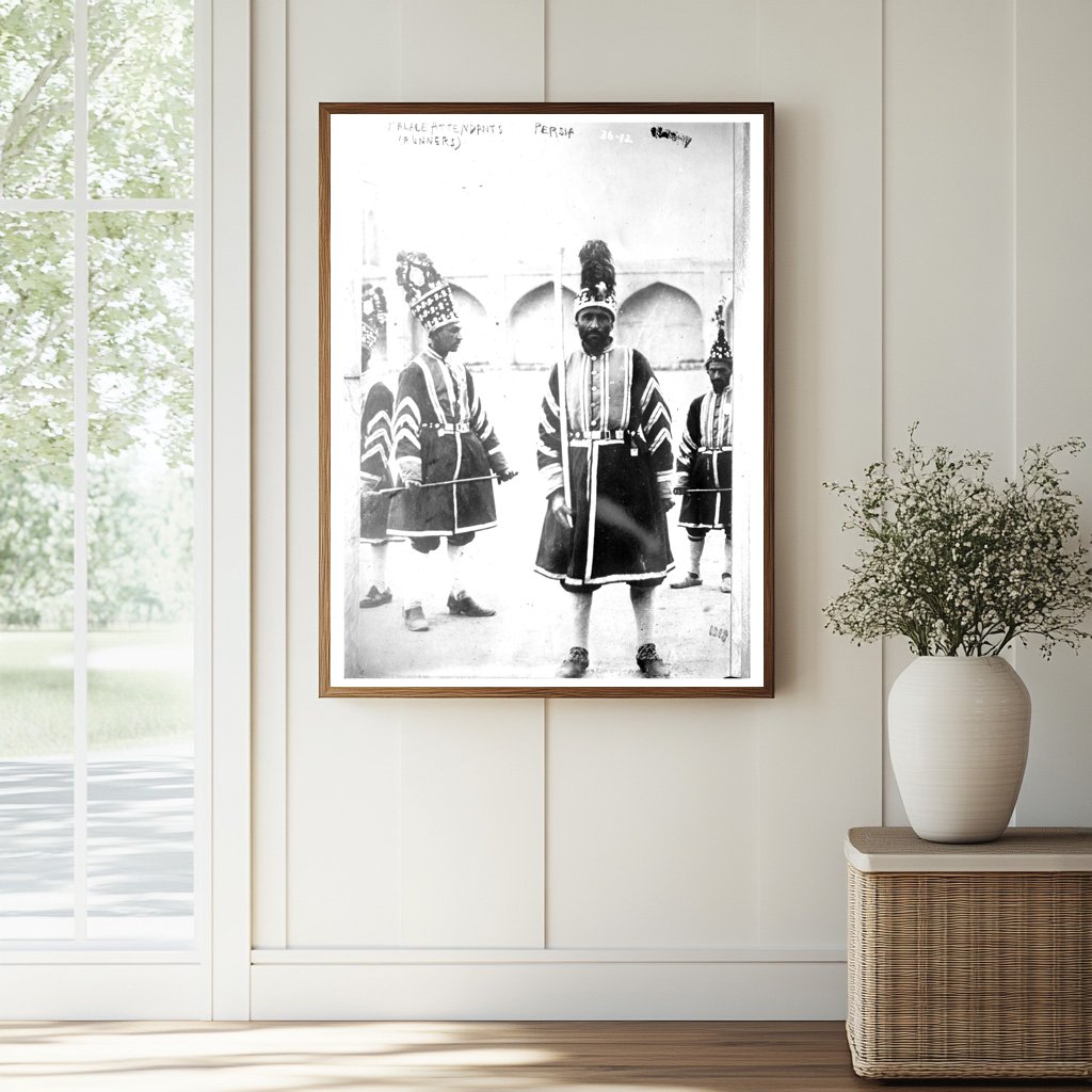1918 Palace Attendants in Historical Persia Scene