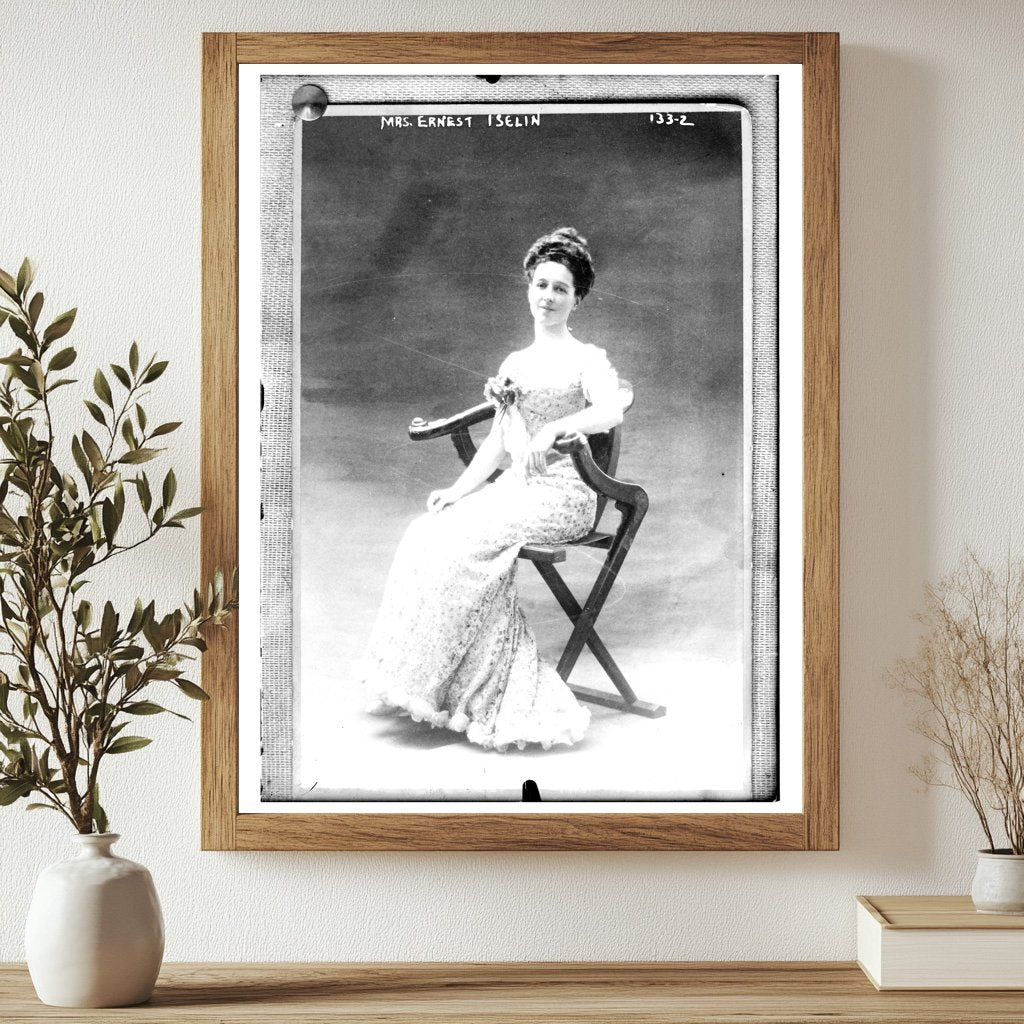 Elegant Mrs. Iselin in Vintage 20th Century Portrait