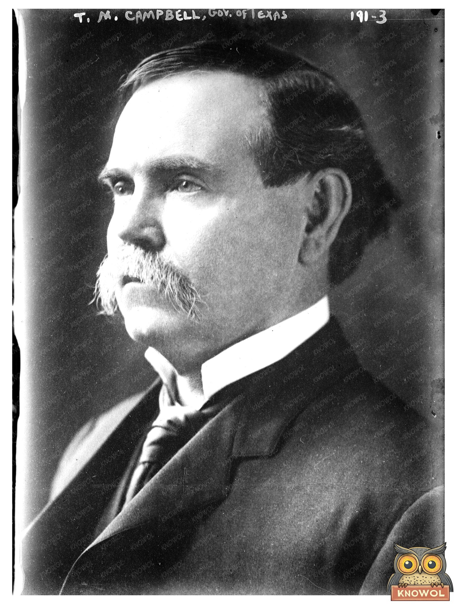 Historic Texas Governor T.M. Campbell Portrait Bust