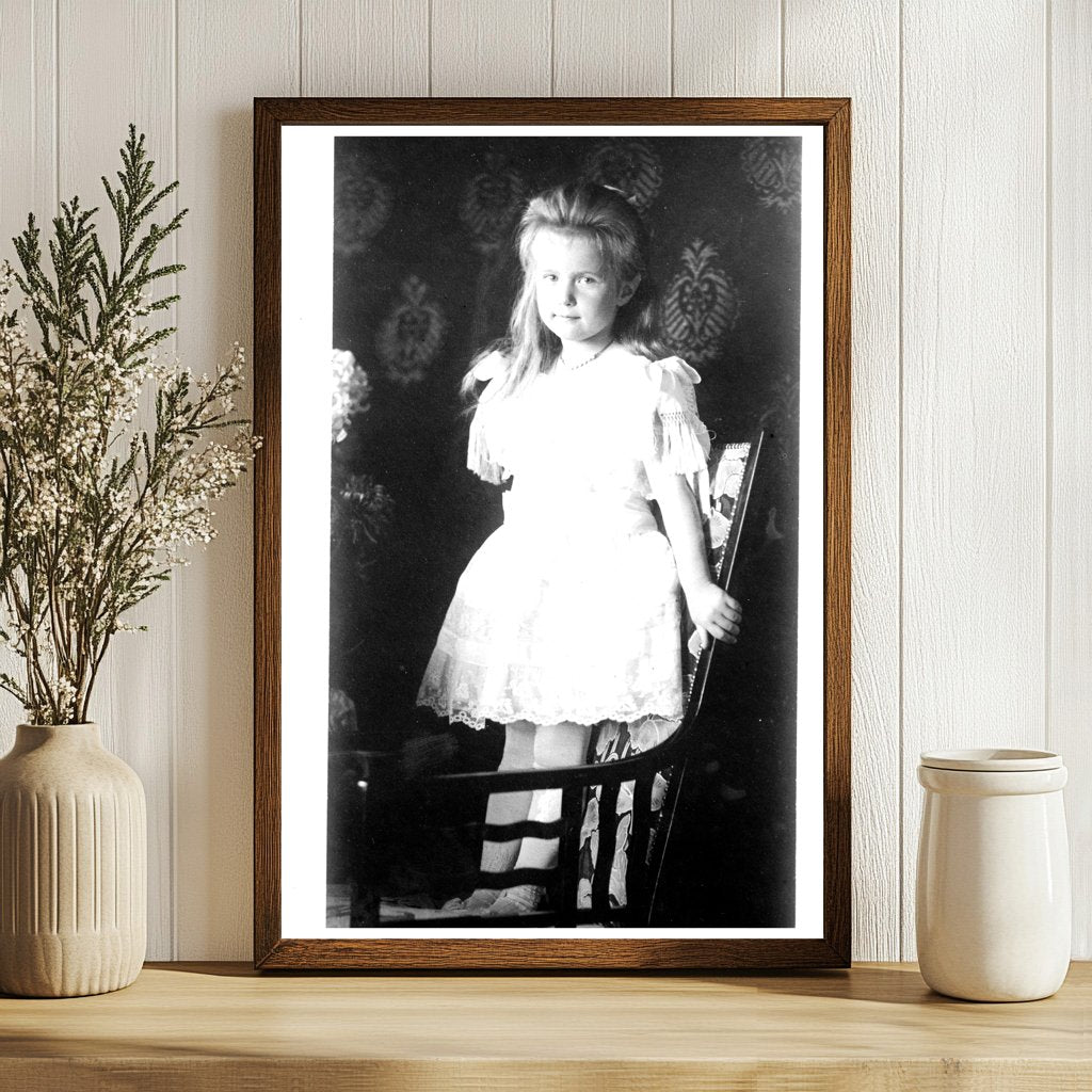 Grand Duchess Anastasie Boldly Posing on a Chair