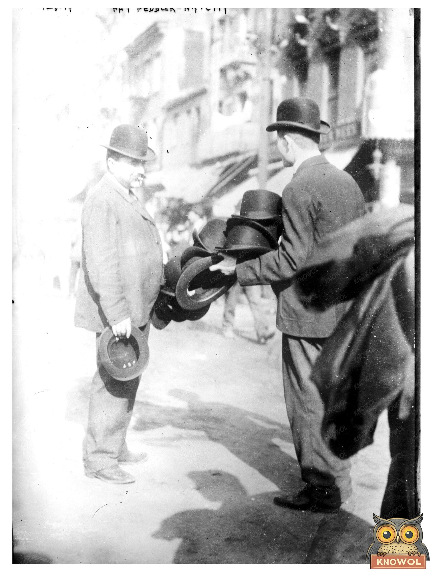 Charming Street Scene: Hat Peddler in NYC