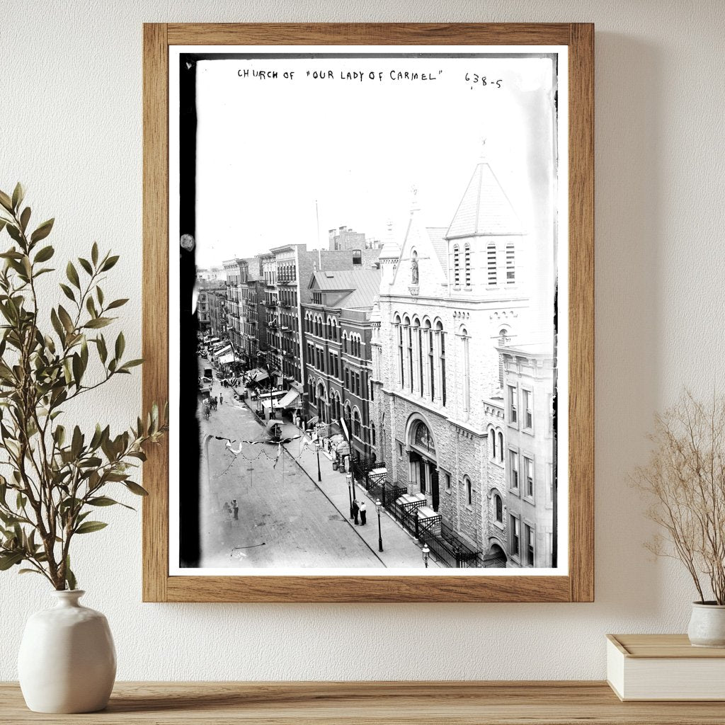 Vibrant NYC Street Scene with Historic Church