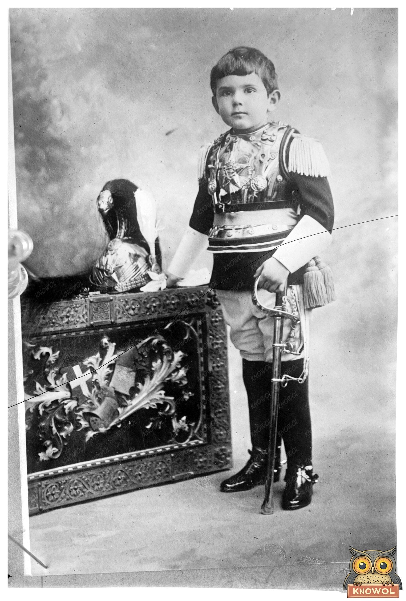 Crown Prince of Italy in Regal Uniform with Sword