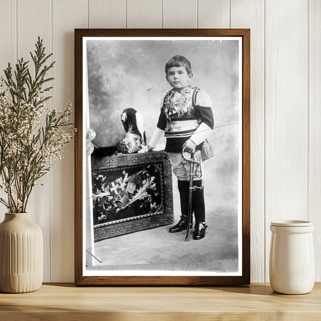 Crown Prince of Italy in Regal Uniform with Sword