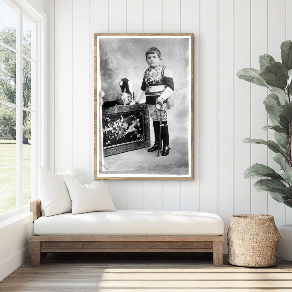 Crown Prince of Italy in Regal Uniform with Sword