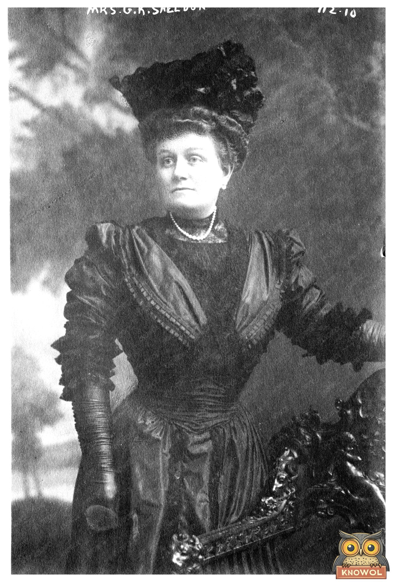 Elegant Mrs. G.R. Sheldon Posed by Vintage Chair