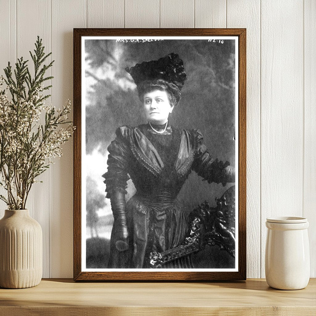 Elegant Mrs. G.R. Sheldon Posed by Vintage Chair
