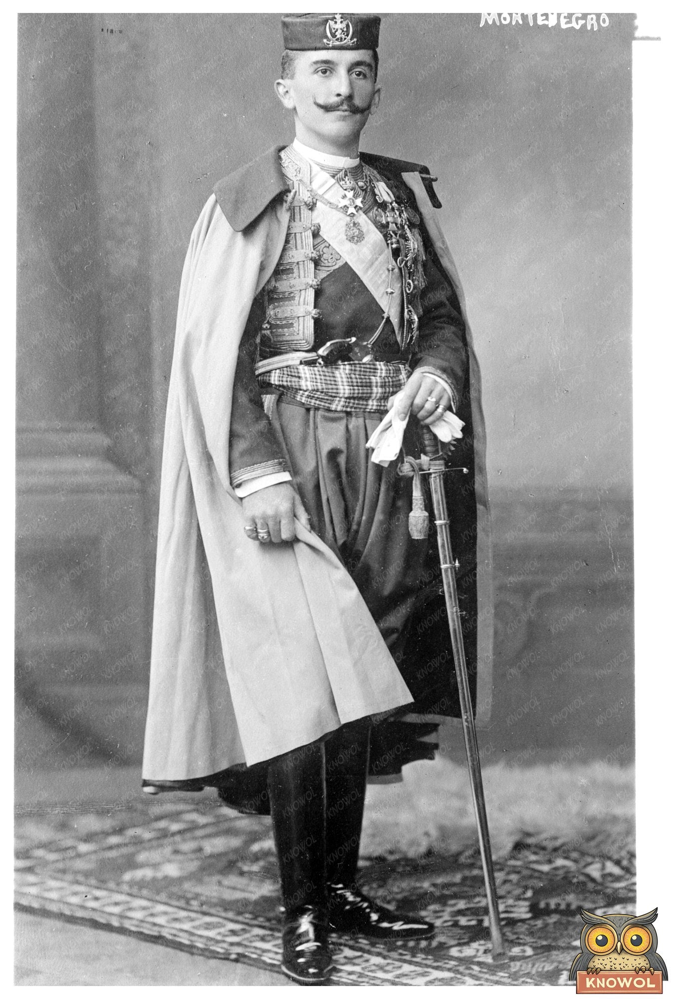 Heroic Prince Mirko of Montenegro in Military Attire
