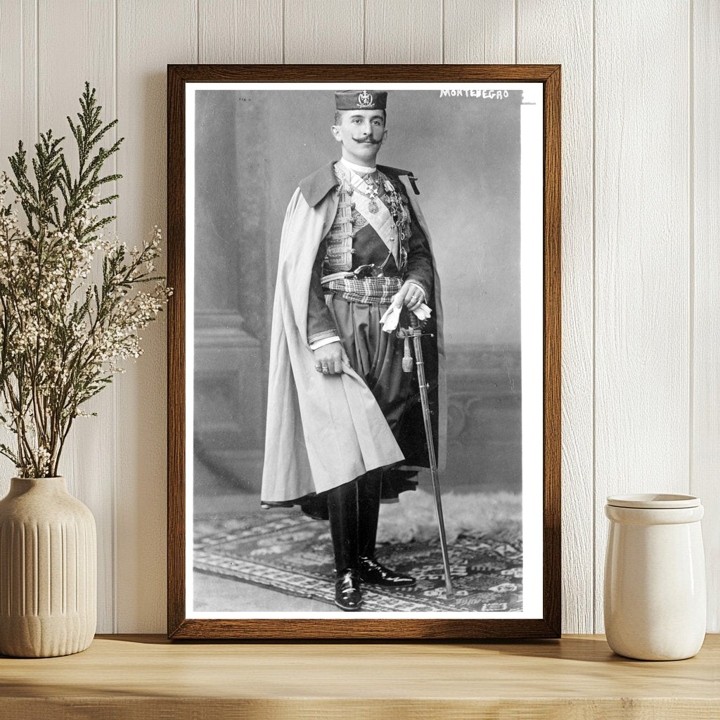 Heroic Prince Mirko of Montenegro in Military Attire