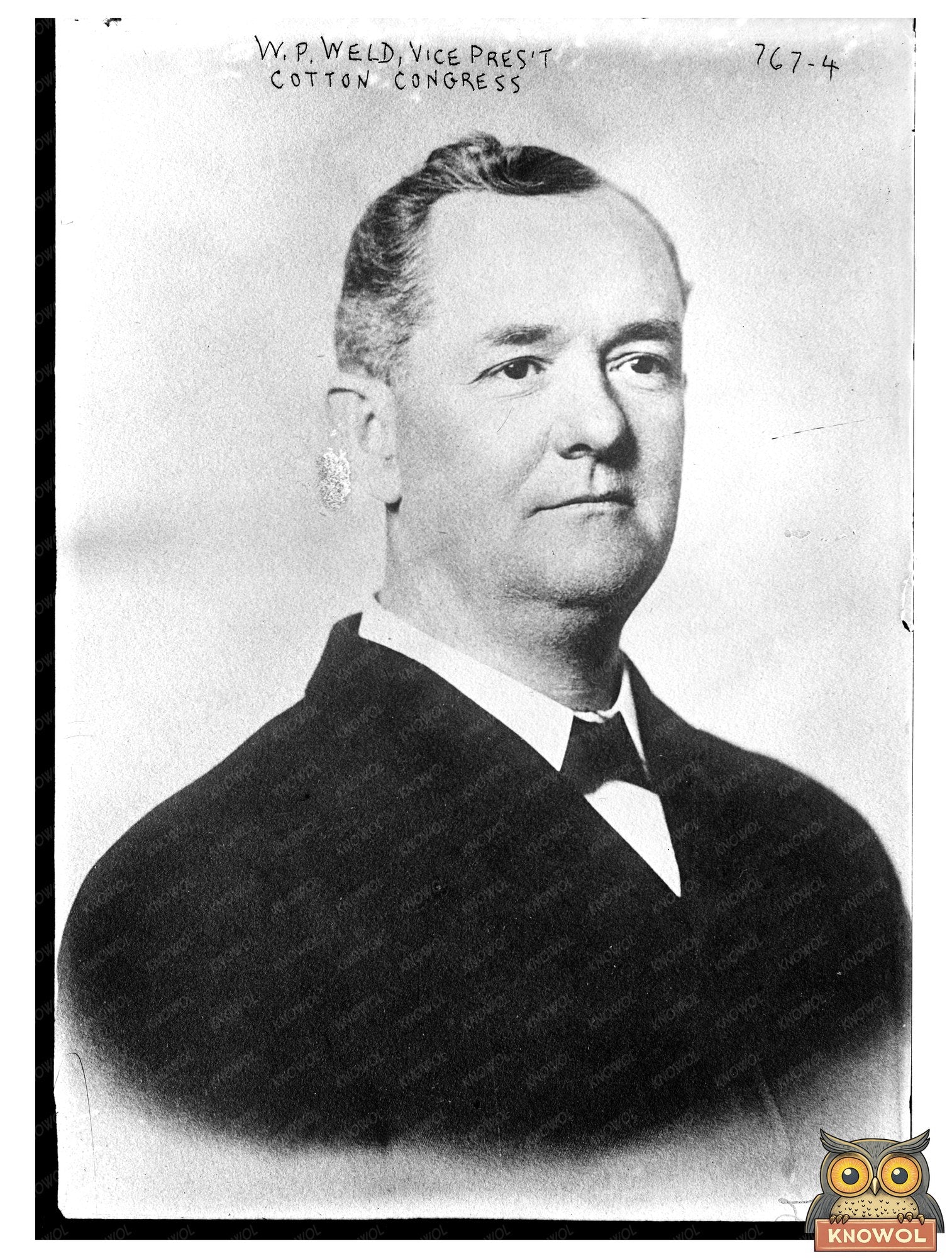 1909 Portrait of W.P. Weld, Cotton Congress Leader