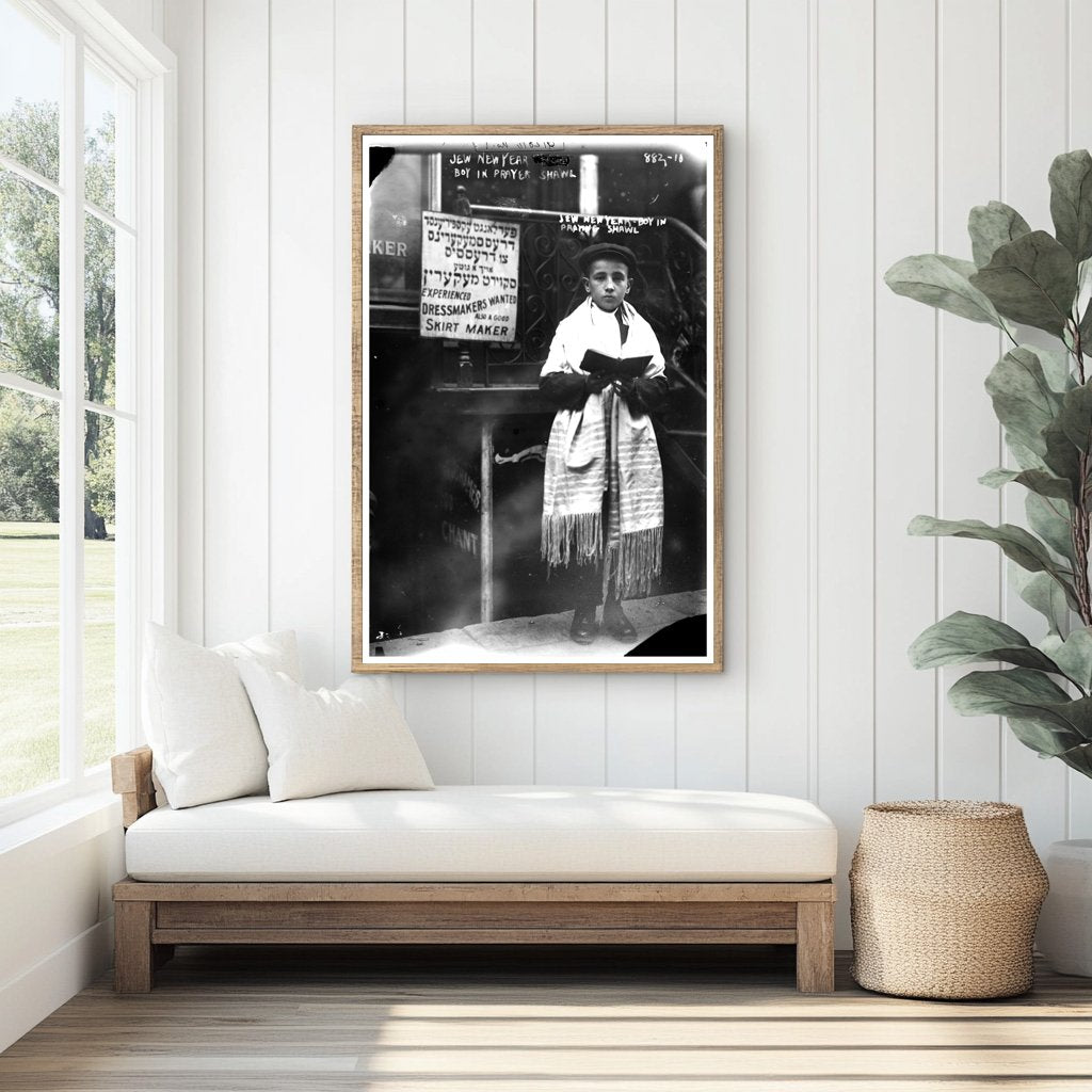 Historic Rosh Hashanah Celebration: Jewish Boy in Tallit