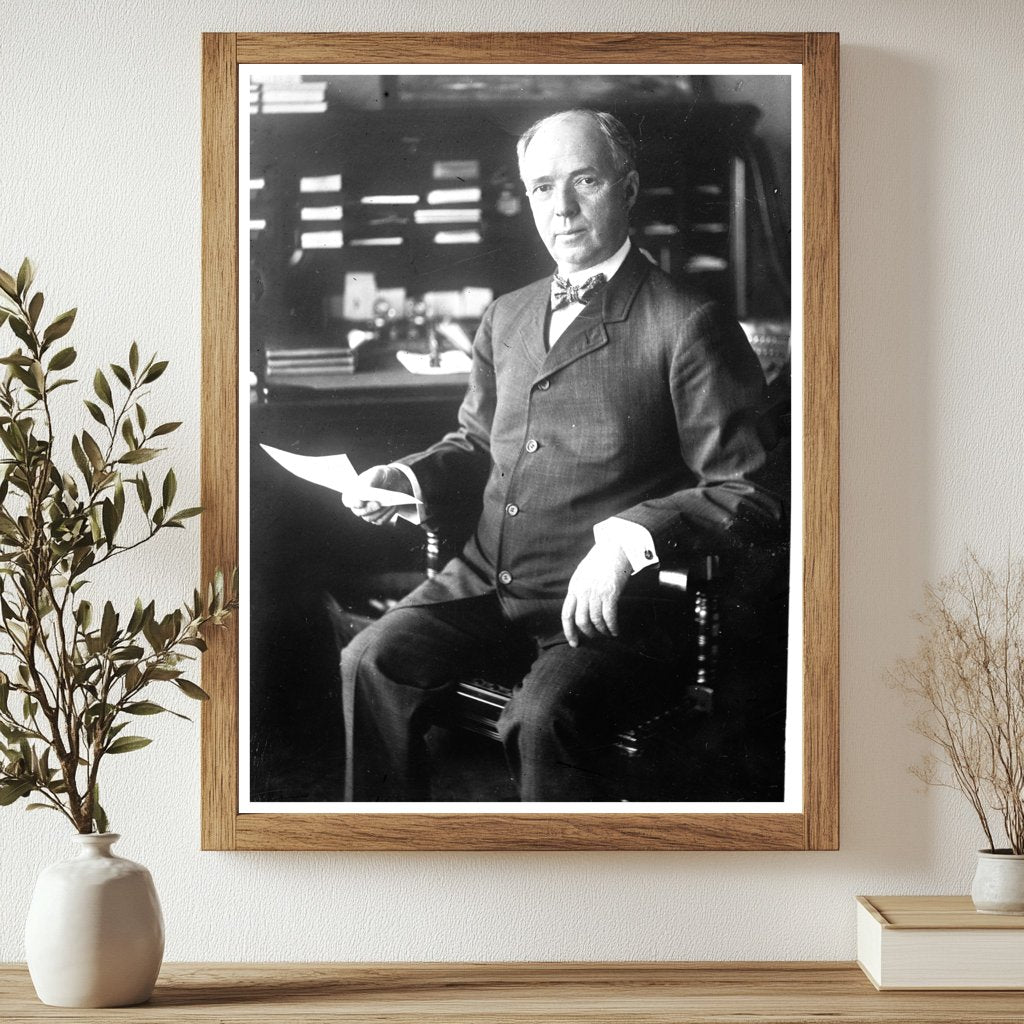 Historic Portrait of Oil Magnate with Paper