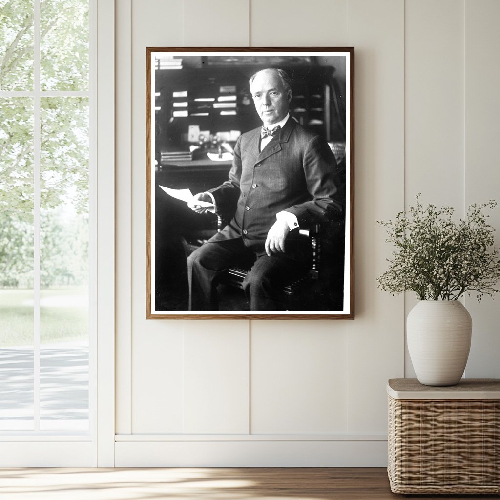 Historic Portrait of Oil Magnate with Paper