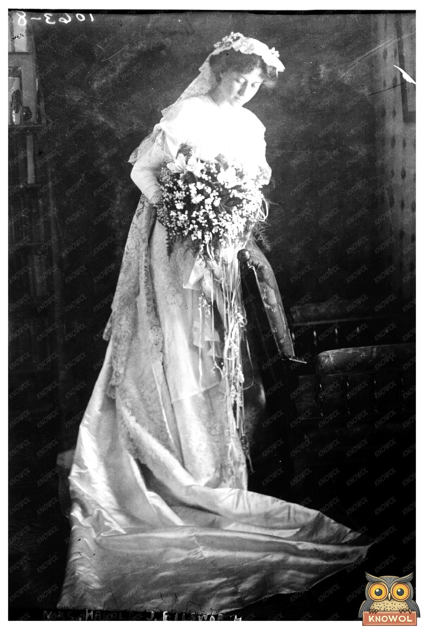 Elegant Mrs. Ellsworth with Bouquet of Celebration