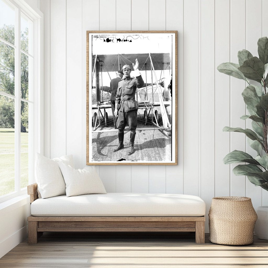 Historic Aviation Pioneer: Captain in Front of Seaplane