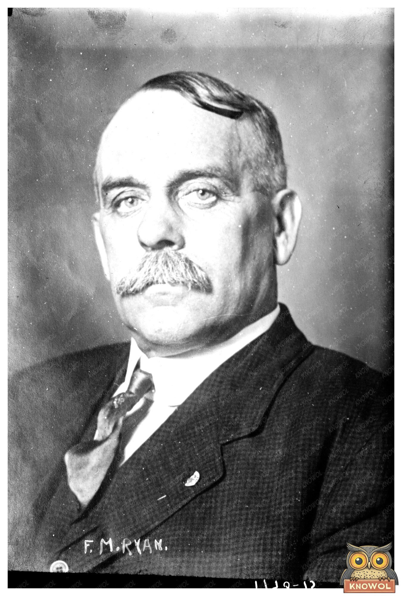 Timeless Portrait of F.M. Ryan on Glass Negative