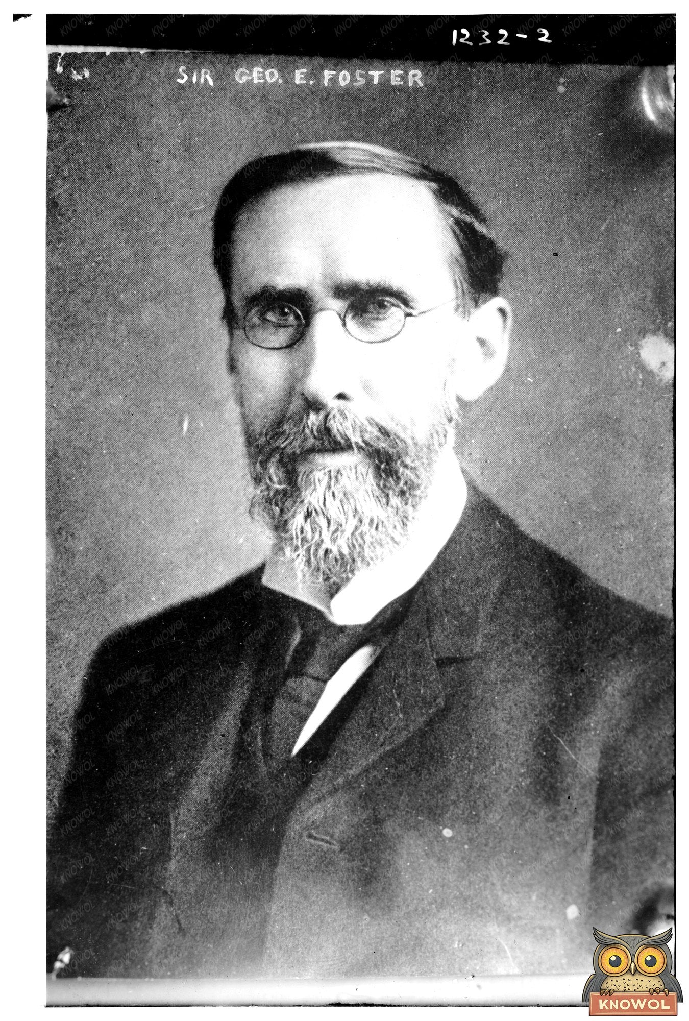 Vintage Glass Portrait of Canadian Politician George Foster