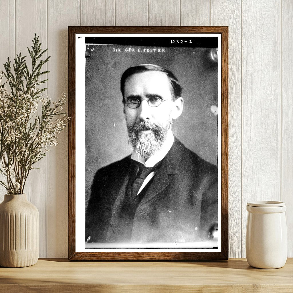 Vintage Glass Portrait of Canadian Politician George Foster