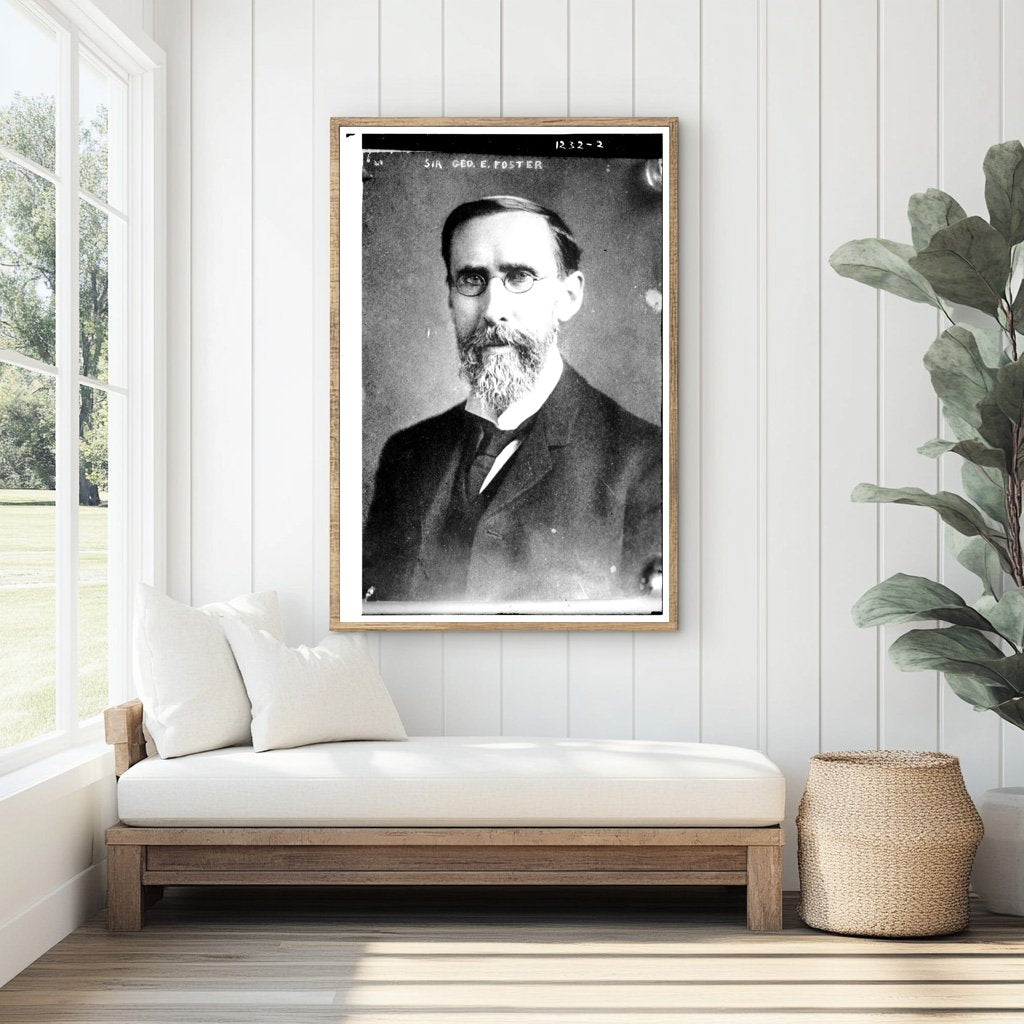 Vintage Glass Portrait of Canadian Politician George Foster