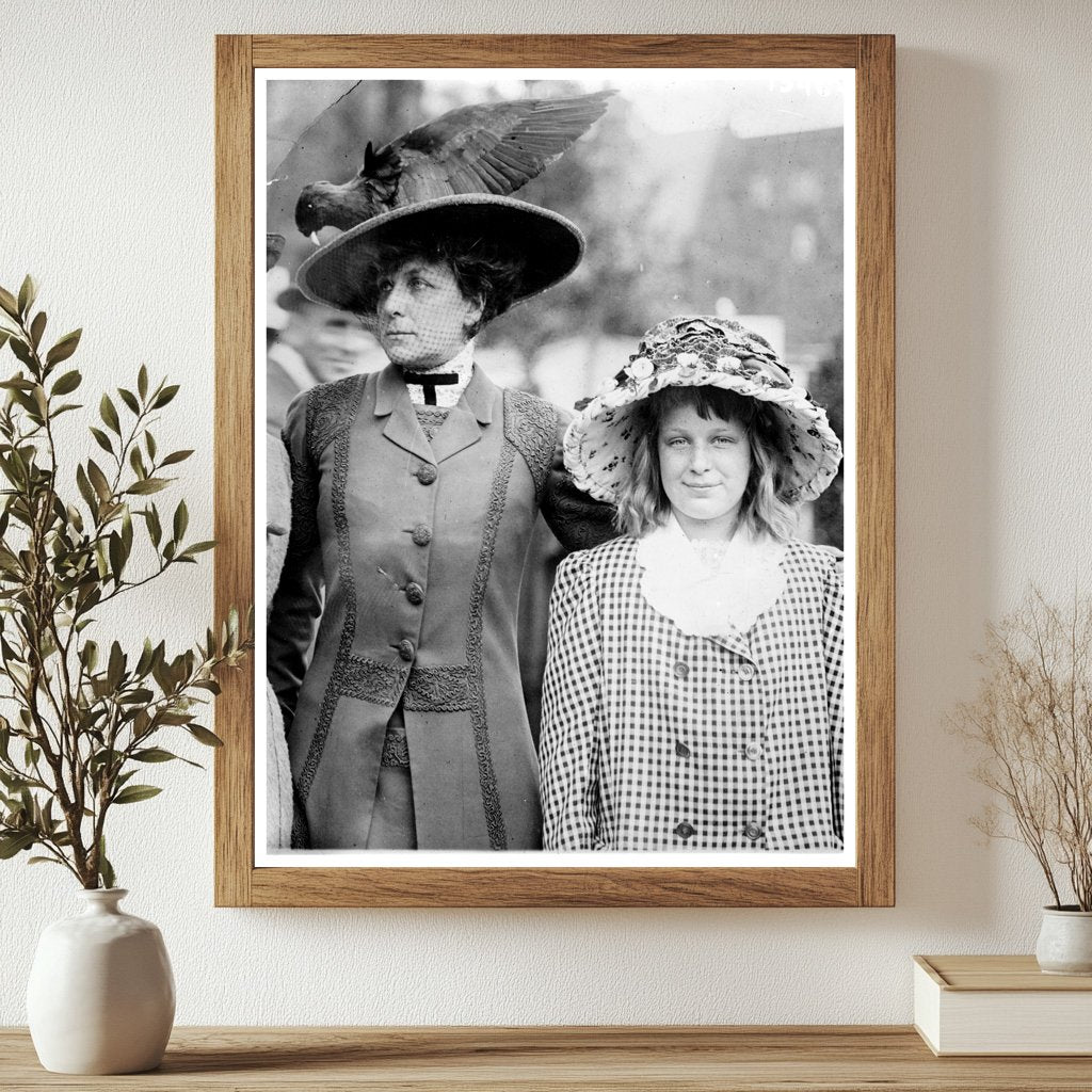 Elegant Mother-Daughter Duo in Early 20th Century