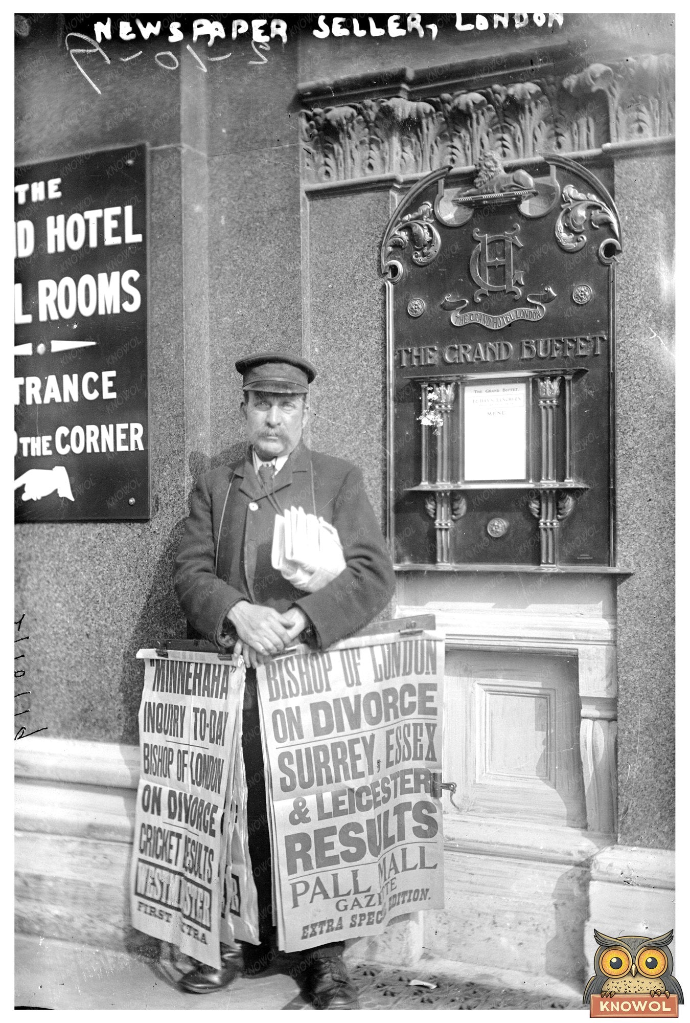 Vintage London Street Scene: Newspaper Seller