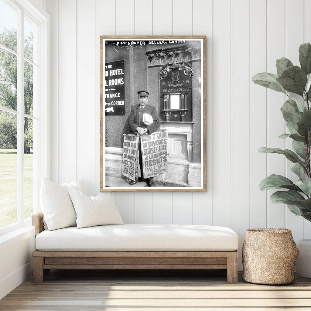 Vintage London Street Scene: Newspaper Seller