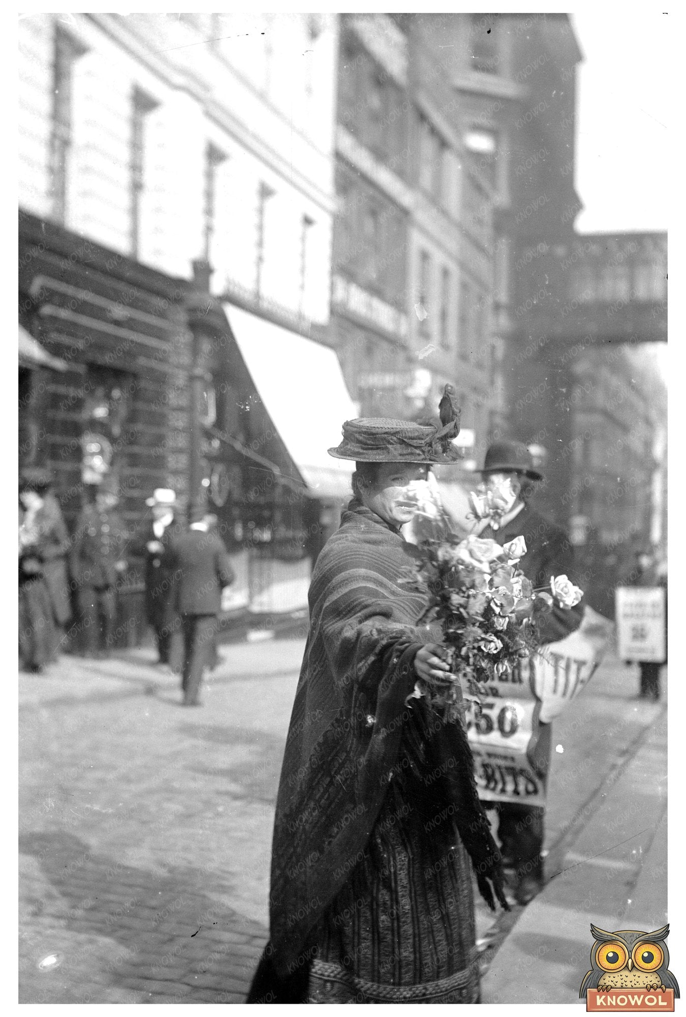 Charming London Flower Seller in Bustling Streets