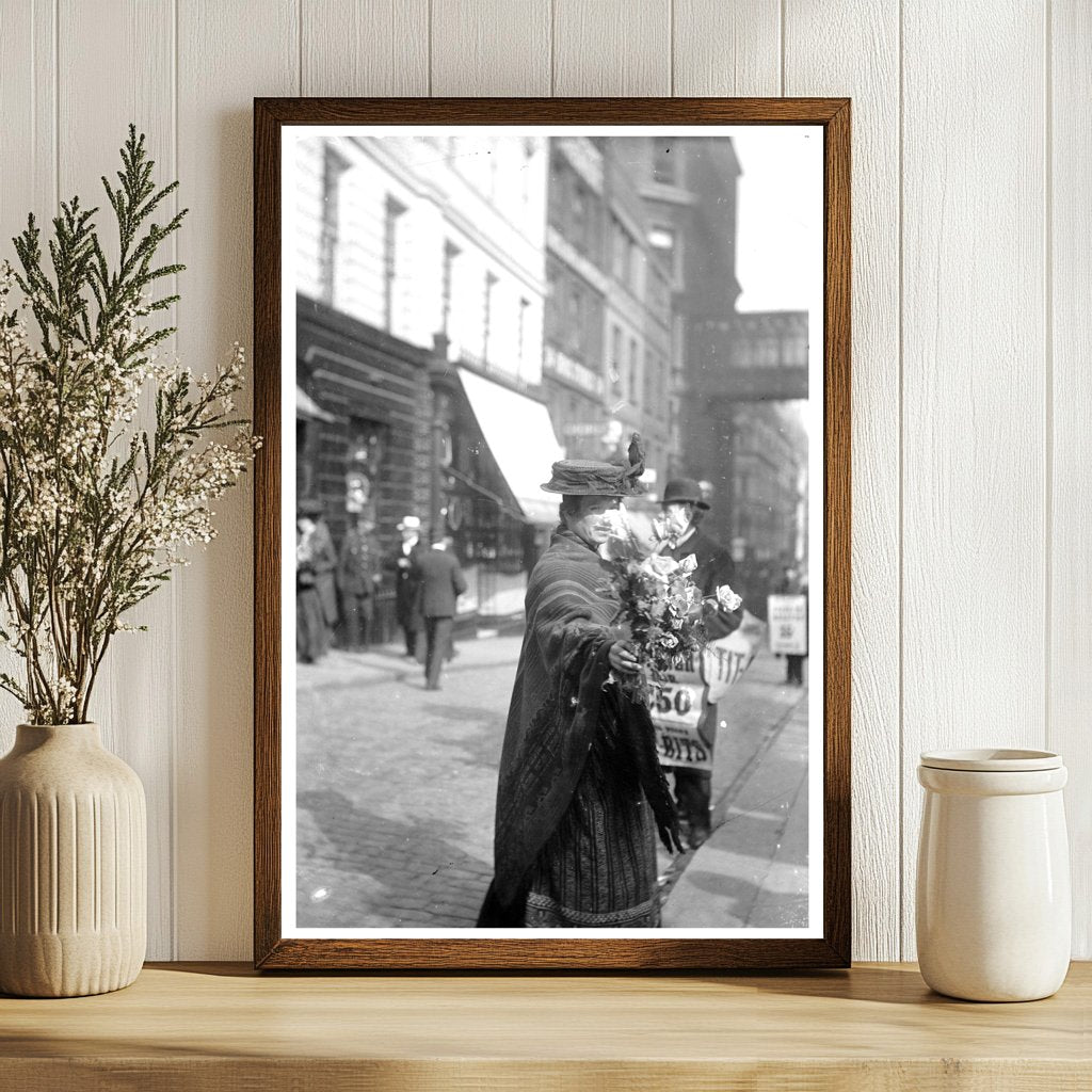 Charming London Flower Seller in Bustling Streets