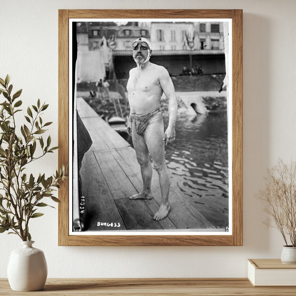 1911 Vintage Photo of Burgess at the Swimming Pool