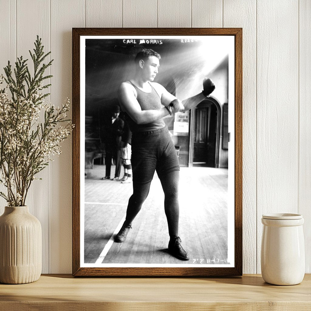 Historic 1911 Boxing Match: Carl Morris in Action