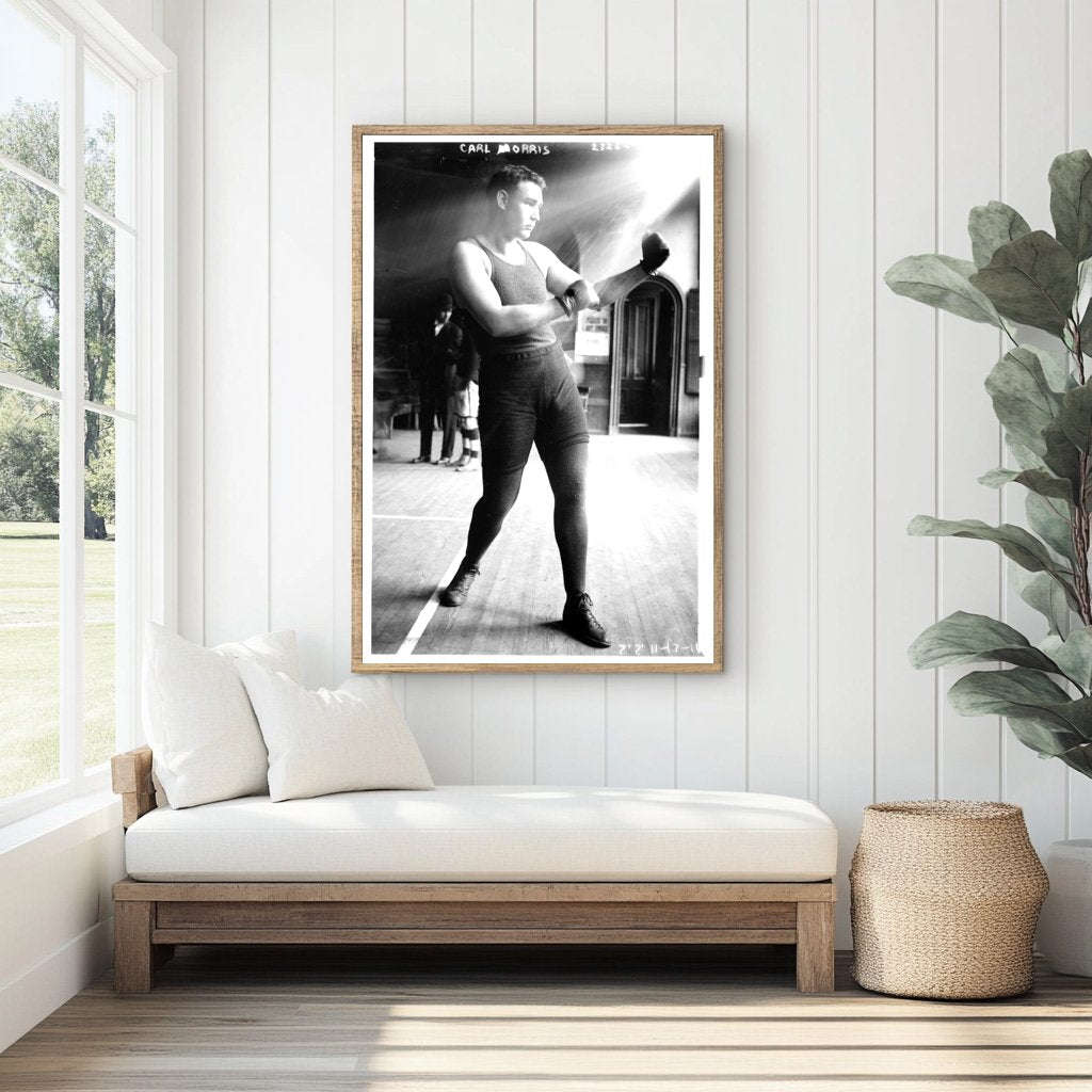 Historic 1911 Boxing Match: Carl Morris in Action