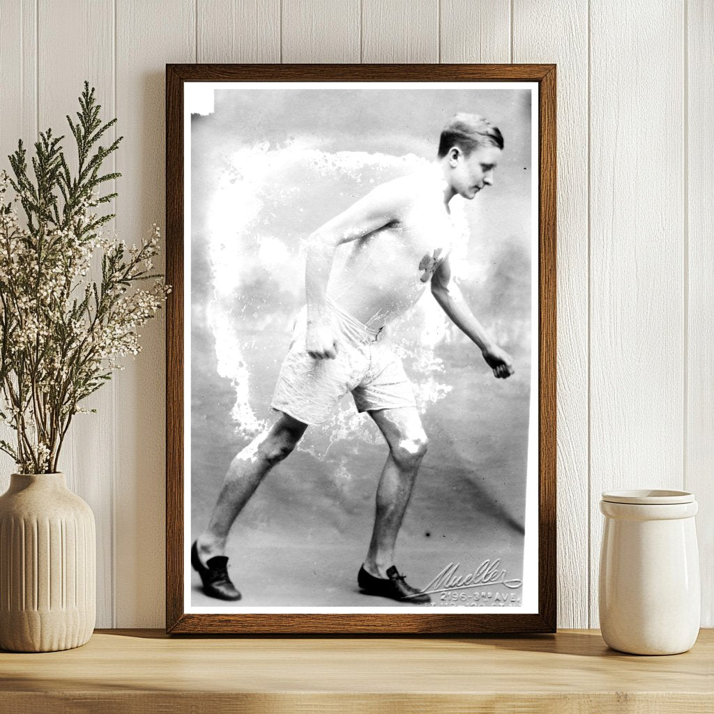 Track Star in Action: Early 1900s Athletic Spirit