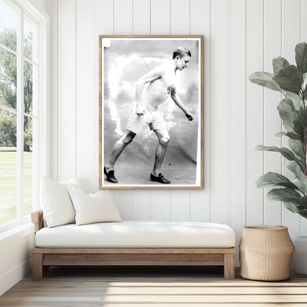 Track Star in Action: Early 1900s Athletic Spirit