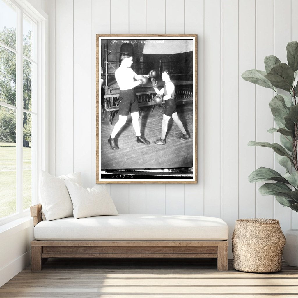 Intense Boxing Match: Morris vs. Sherman, 1910s