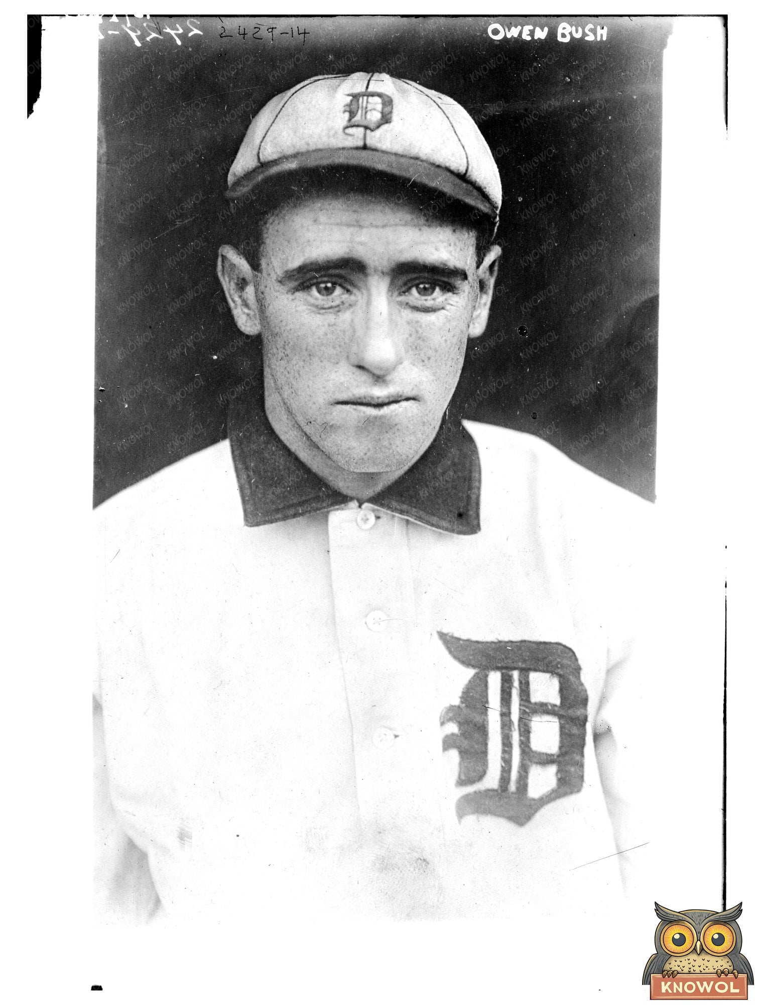 1910 Detroit Baseball Star: Owen Donie Bush Portrait