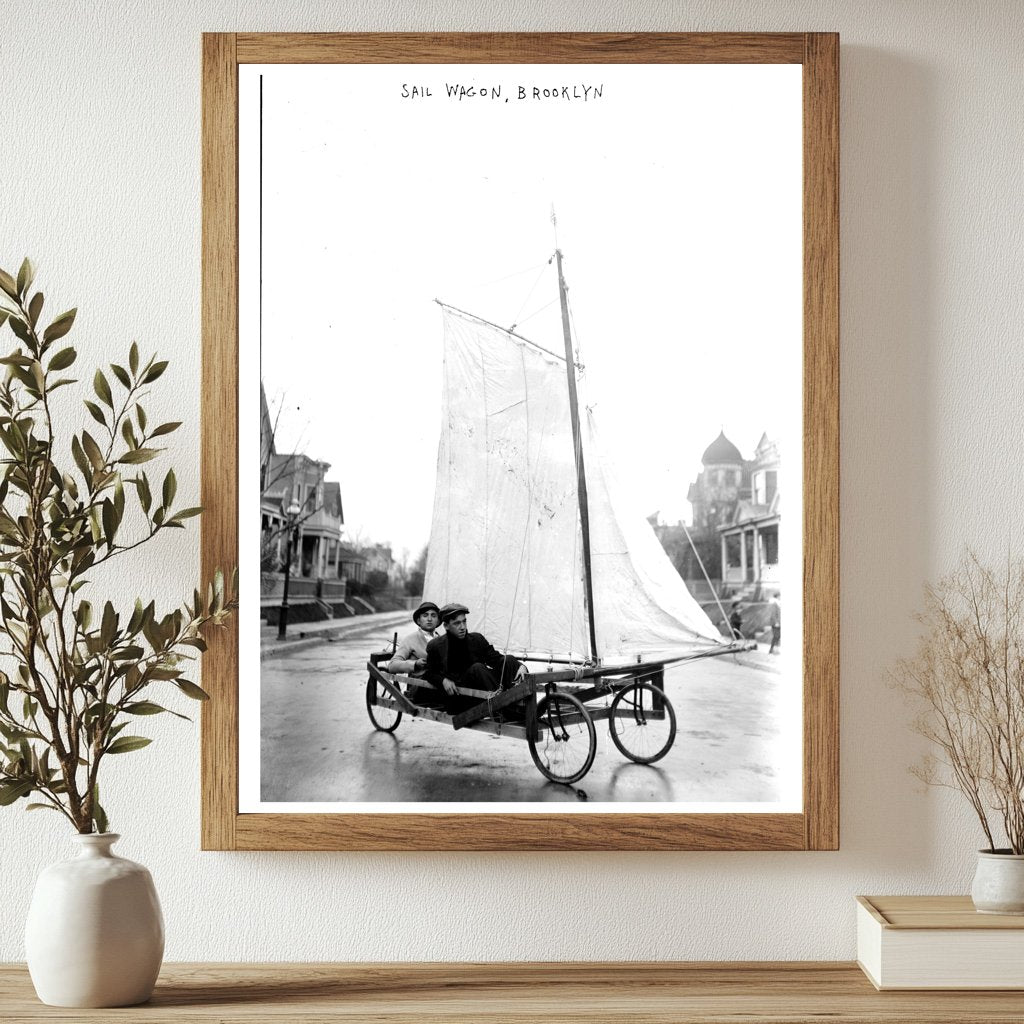 Vintage Sail Wagon in Early 20th Century Brooklyn