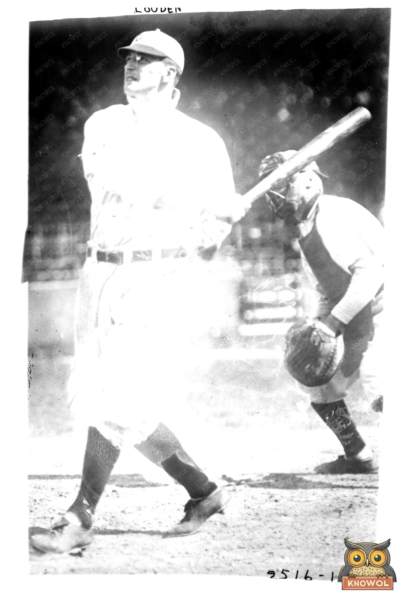 Vintage 1912 Baseball Star Louden in Detroit Action