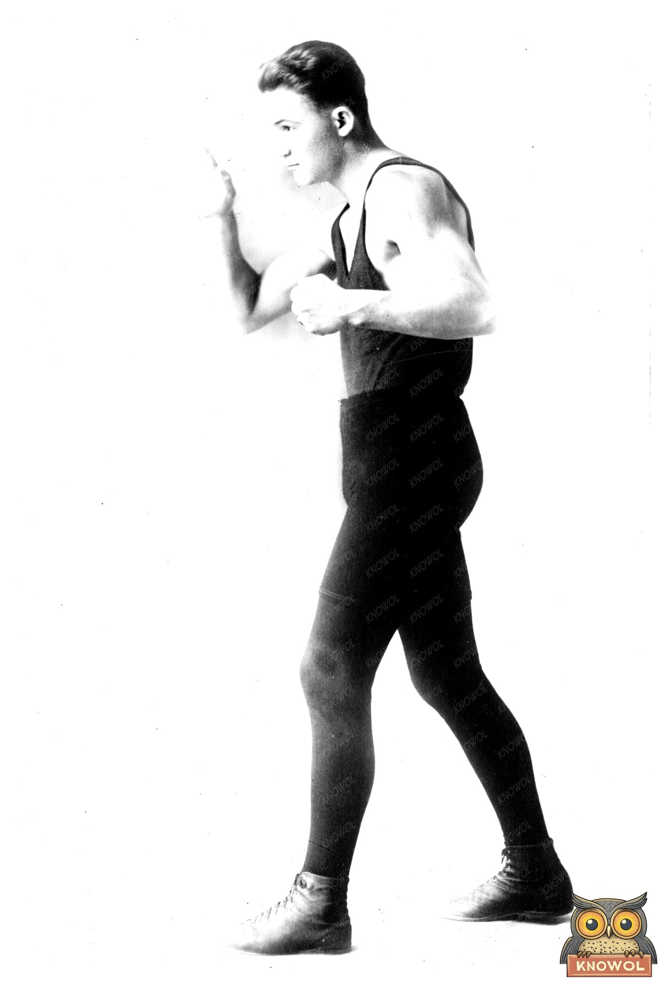 Vintage Boxing Champion Tommy Gibbons in Action