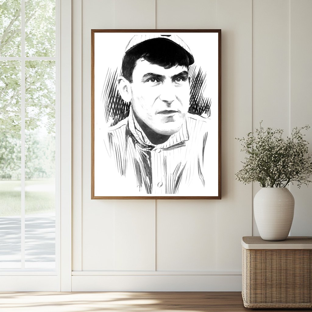 1913 Vintage Sketch of Baseball Star Nap Lajoie