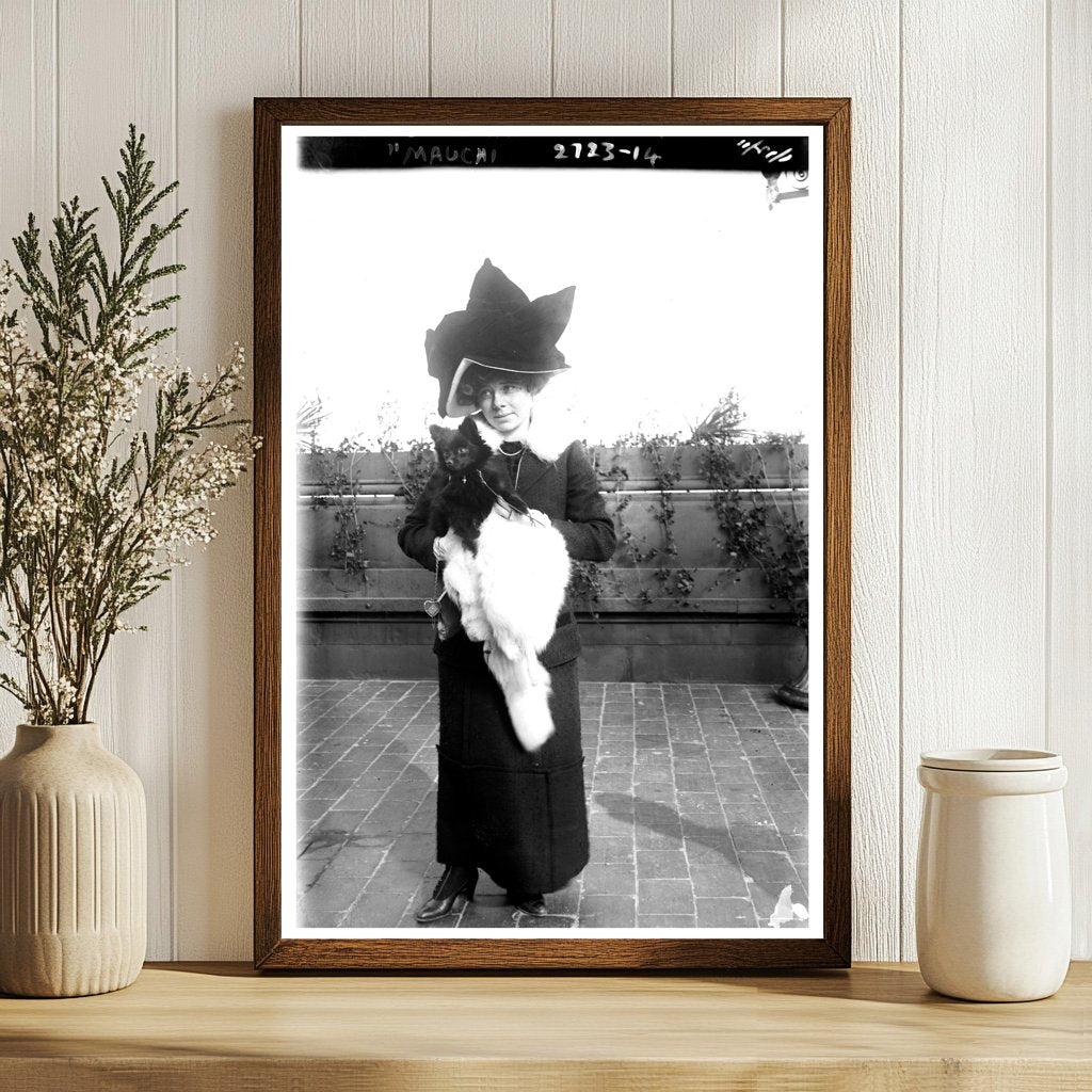 Elegant 1911 Portrait of Mrs. Peabody and Mauchi