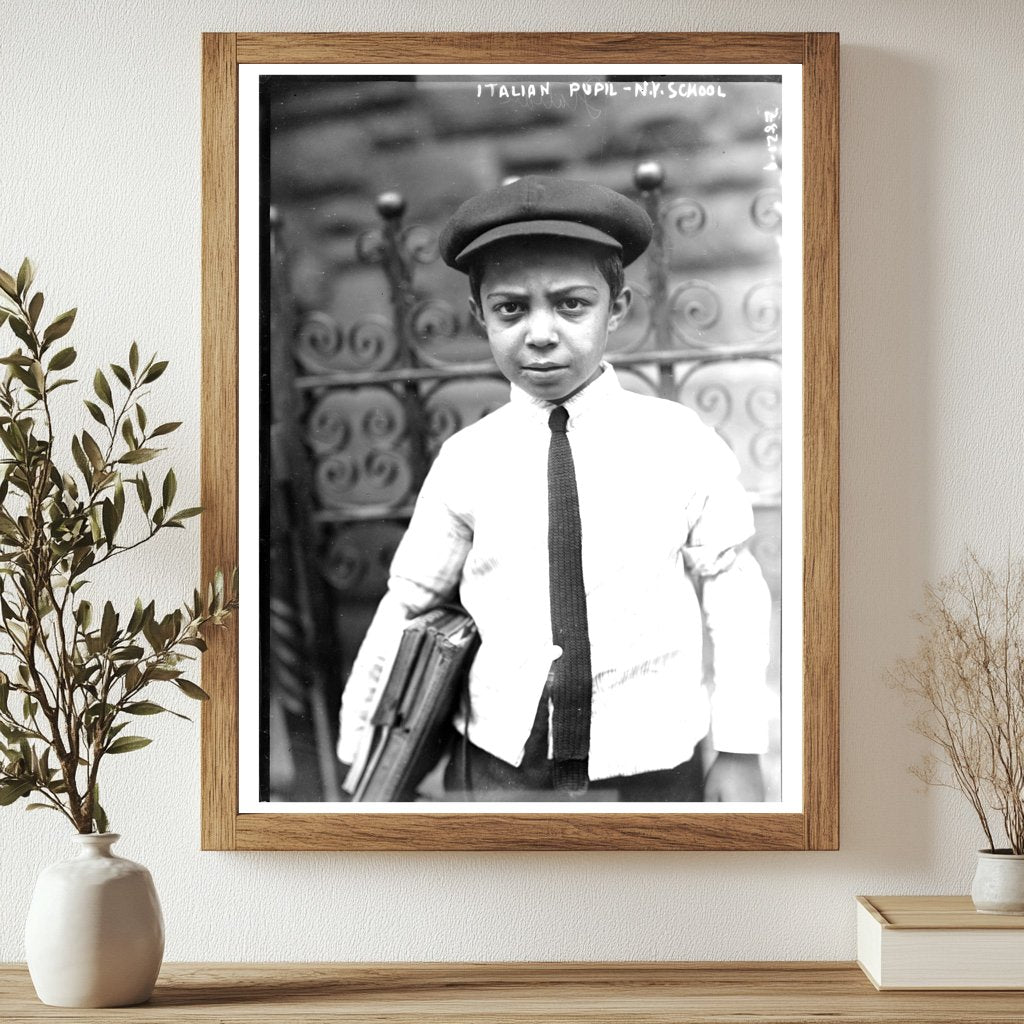 Early 20th Century Italian Student in NYC Classroom