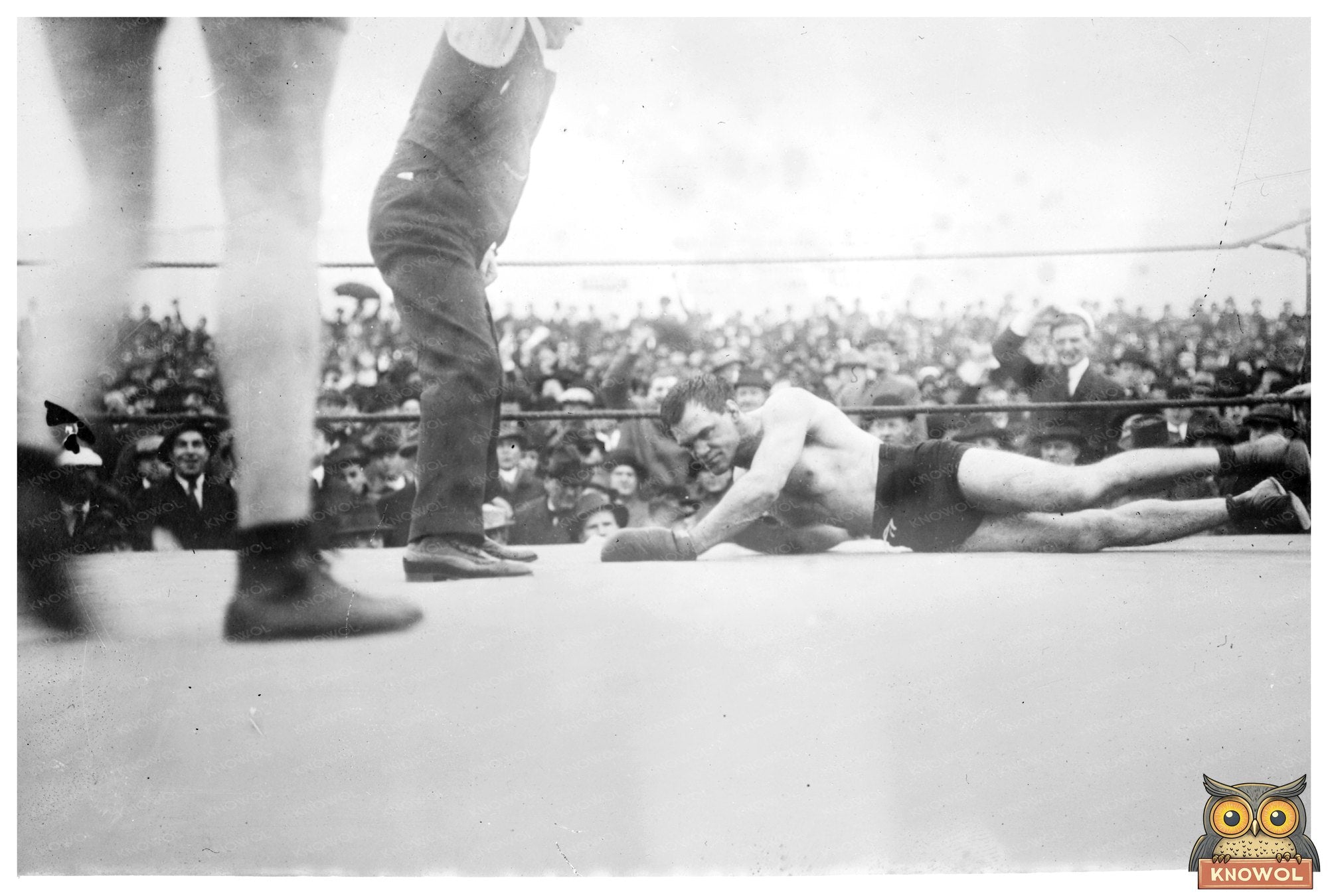 Knockout Moment: Boxer Falls in 1914 Match