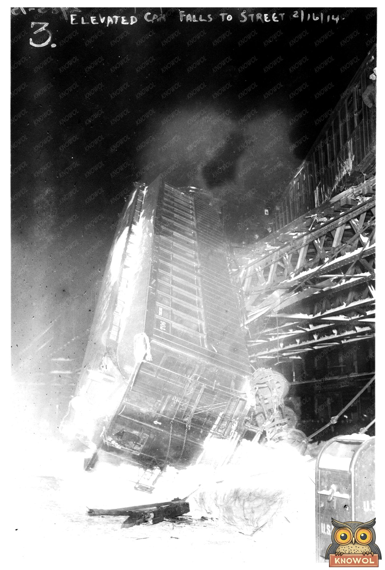 Historic 1914 Elevated Train Car Crash in City